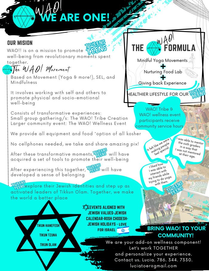 BRING WAO! to your community | Events aligned with Jewish Values - Jewish Calendar - Rosh Chodesh - Jewish Holidays - Love for Israel